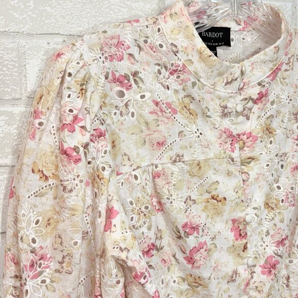 NWT Bardot Button Floral Eyelet Top Large Cottage Embroidered‎ Garden Victorian - Picture 12 of 12